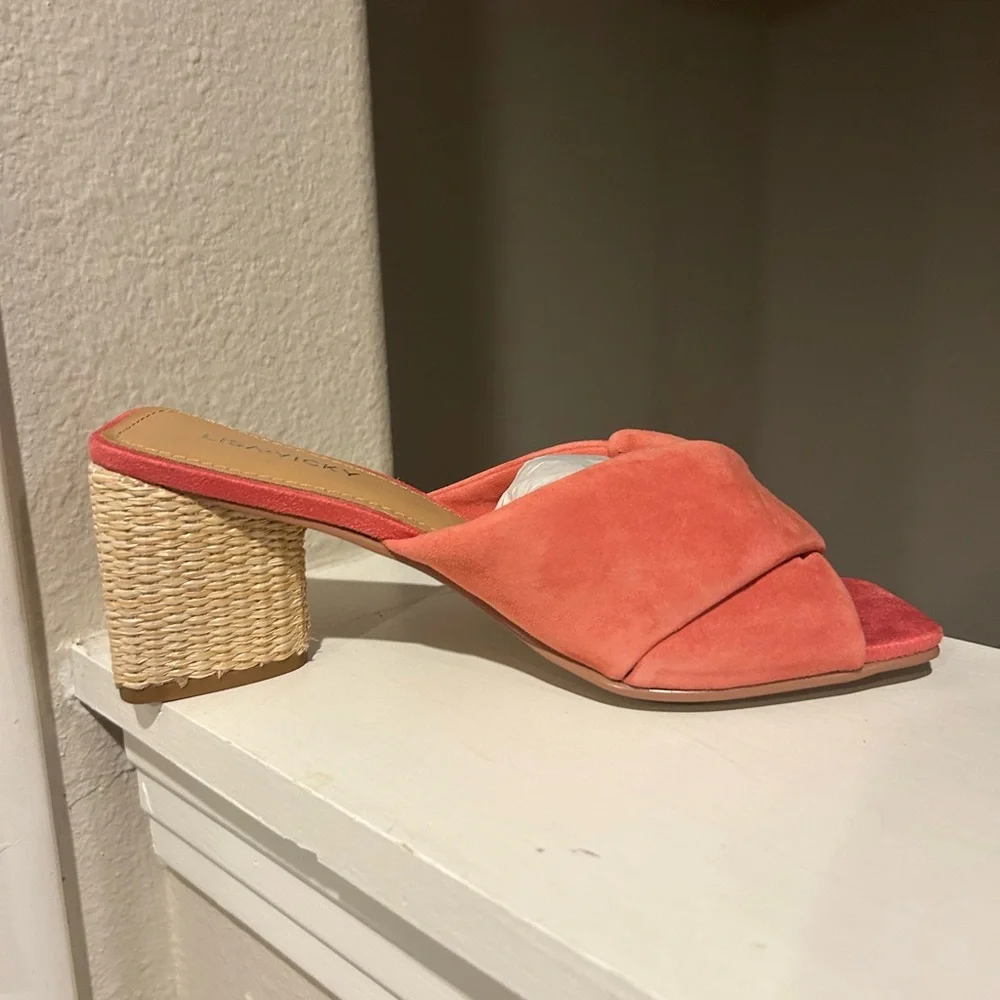 Lisa Vicky IMPRESS Platform Slide Sandals Women's 7 M Sunkissed Suede Block Heel - Picture 7 of 11